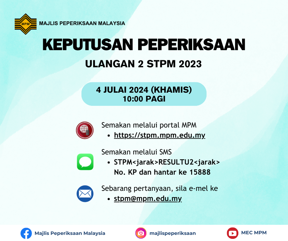 Keputusan Peperiksaan Ulangan 2 STPM 2023