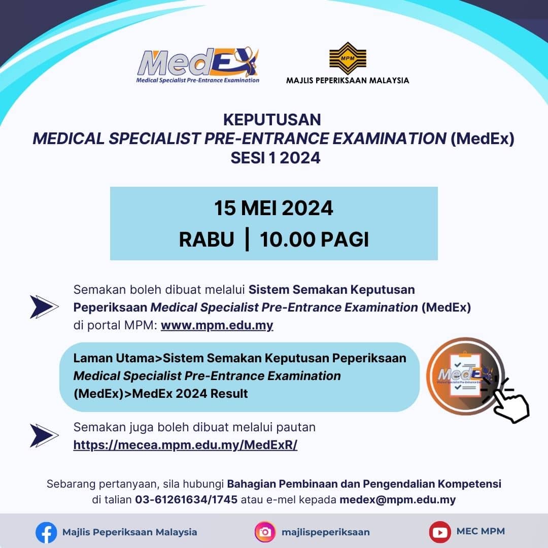Poster keputusan MedEx 1 tahun 2024 edisi Mei 2024