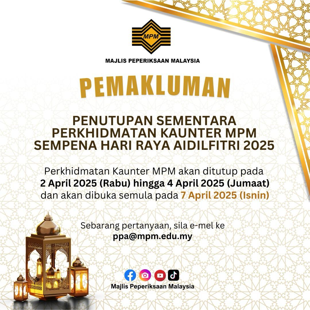 tutup kaunter raya 2025