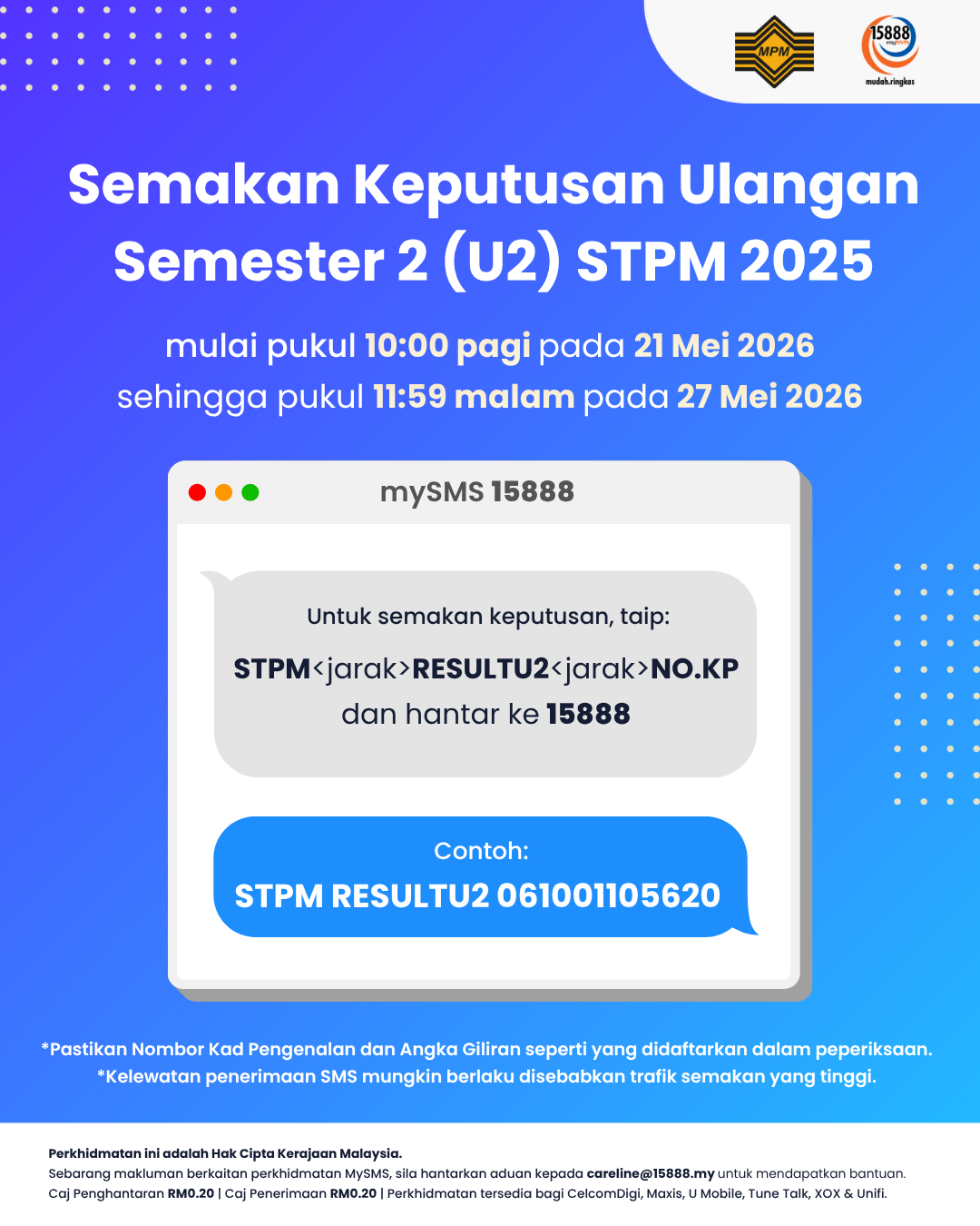 Semakan Keputusan Ulangan 2 (U2) STPM 2025