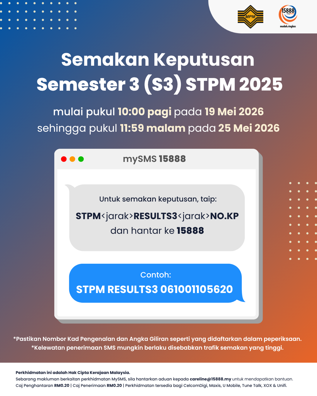 Semakan Keputusan Semester 3 (S3) STPM 2025